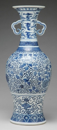 Lot image - Chinese Blue and White Glazed Porcelain Vase