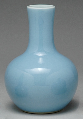 Lot image - Chinese Light Blue Glazed Porcelain Vase