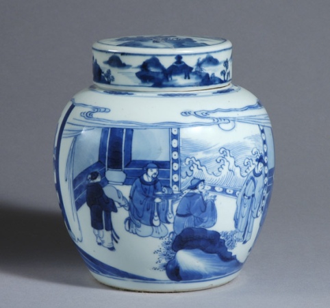 Lot image - Chinese Blue and White Glazed Covered Jar