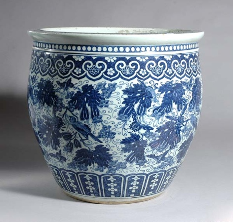 Lot image - Chinese Blue and White Glazed Jardiniere