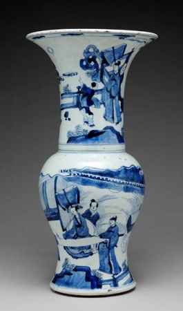 Lot image - Chinese Blue and White Glazed Porcelain Yen Yen Vase