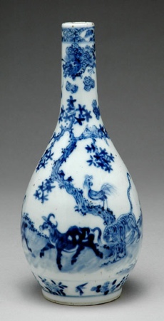 Lot image - Chinese Blue and White Glazed Bottle Vase