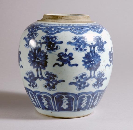 Lot image - Chinese Blue and White Glazed Porcelain Jar