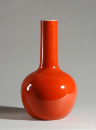 Lot image - Chinese Iron Red Glazed Bottle Vase