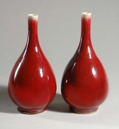 Lot image - Two Chinese Oxblood Glazed Vases