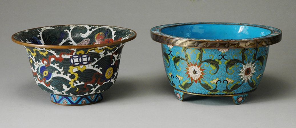 Lot image - Two Chinese Cloisonne Bowls