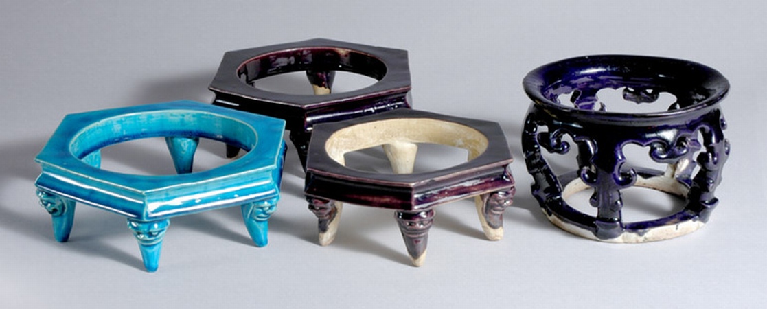 Lot image - Four Chinese Glazed Porcelain Stands