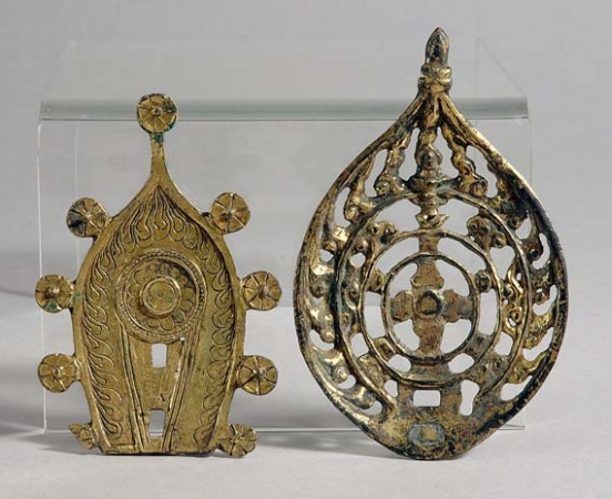 Lot image - Two Chinese Gilt-Bronze Mandorlas
