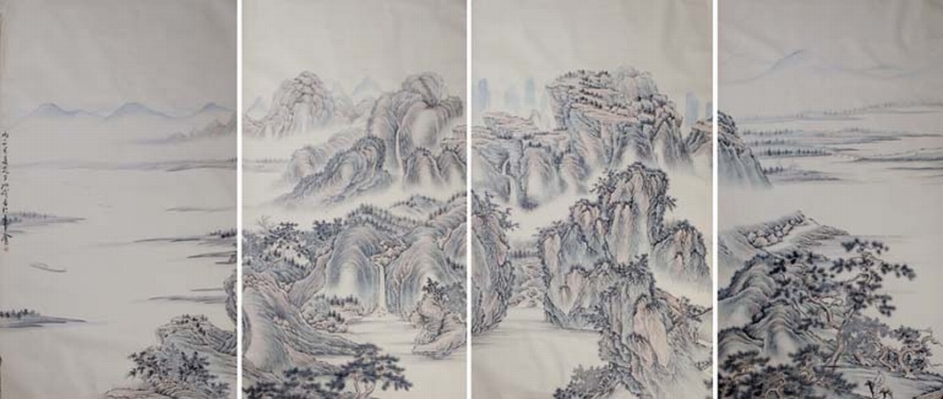 Lot image - Four Chinese Painted Panels