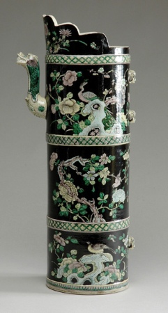 Lot image - Chinese Famille Noire Porcelain Ritual Ewer