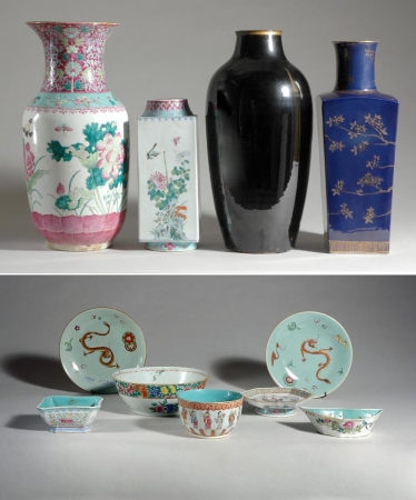 Lot image - Group of Eleven Chinese Porcelain Articles