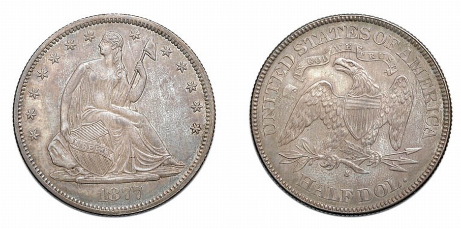 Lot image - 1877 S, Liberty Seated Half Dollar, With Motto