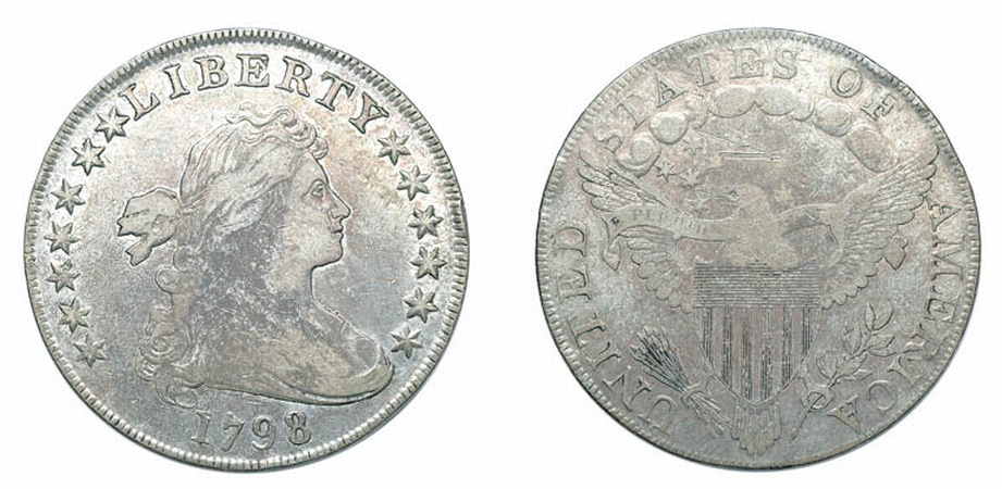 Lot image - 1798, Draped Bust Dollar, Large Eagle, Thirteen Arrows