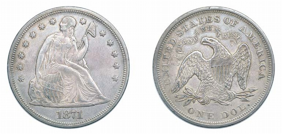 Lot image - 1871, Liberty Seated Dollar, With Motto