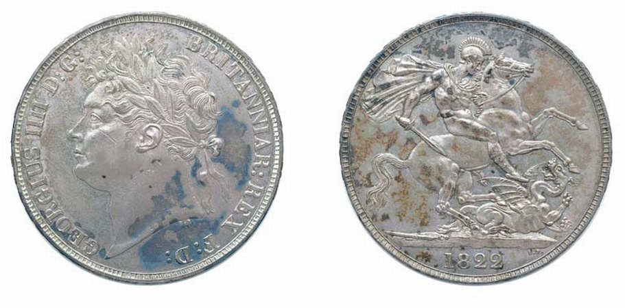 Lot image - GREAT BRITAIN: 1822, 1 Crown, KM. #680.1