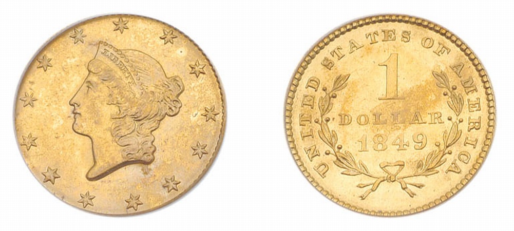 Lot image - 1849 $1 Liberty Head, Open Wreath