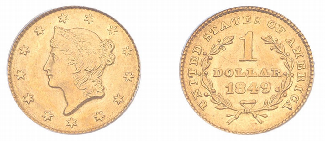 Lot image - 1849 $1 Liberty Head, Close Wreath