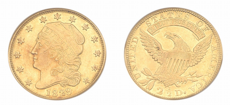 Lot image - 1829 $2 1/2 Capped Head To Left