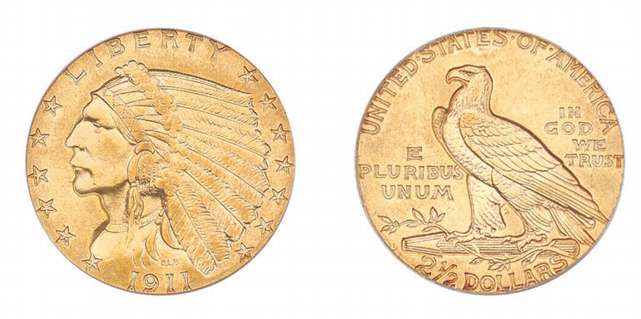 Lot image - 1911 D $2 1/2 Indian