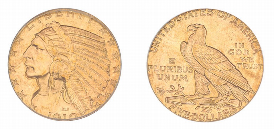 Lot image - 1910 $5 Indian