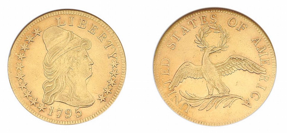 Lot image - 1795 $10 Capped Bust to Right, 13 Leaves, Small Eagle