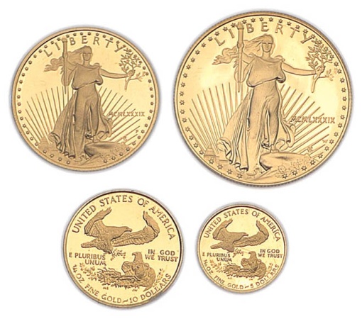 Lot image - 1989 Gold Proof Set of Four Coins