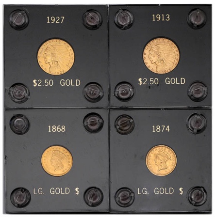 Lot image - Eight United States Gold Coins