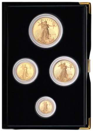 Lot image - Gold Eagle Four Piece Proof Sets
