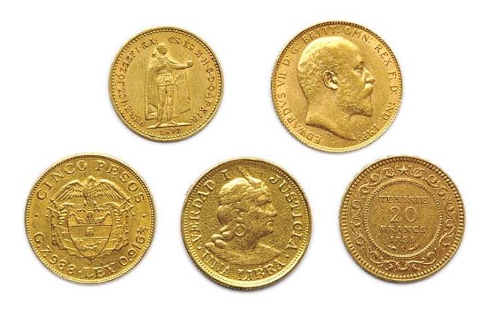 Lot image - Gold Coins of the World: Nineteen Coins