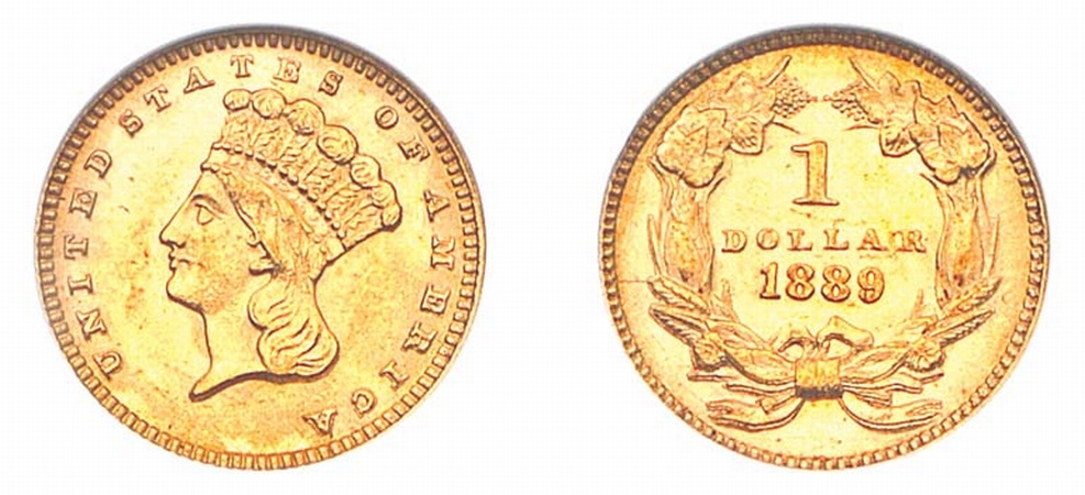 Lot image - 1889 $1 Indian Head, Type 3