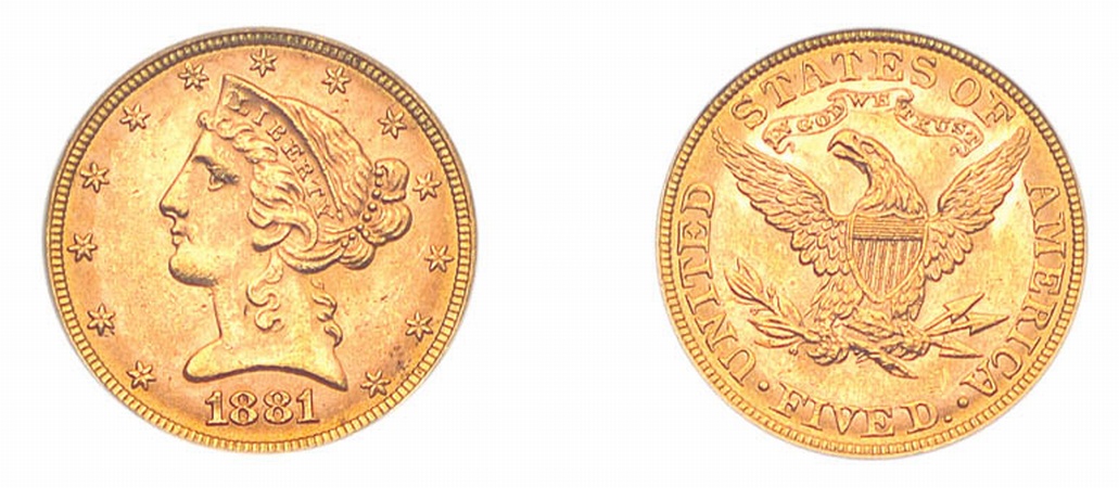 Lot image - 1881 $5 Liberty Head