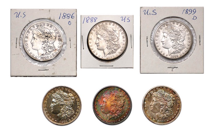 Lot image - United States Silver Dollars, Nine Coins