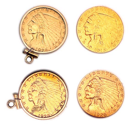 Lot image - $2 1/2 Indians, Four Gold Coins
