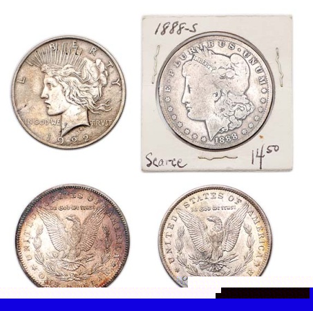 Lot image - Group of Morgan and Peace Silver Dollars