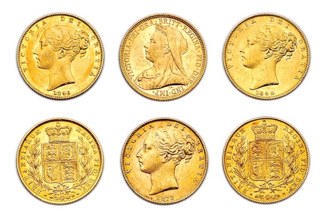Lot image - Gold Sovereigns, KM. # 736 and 767