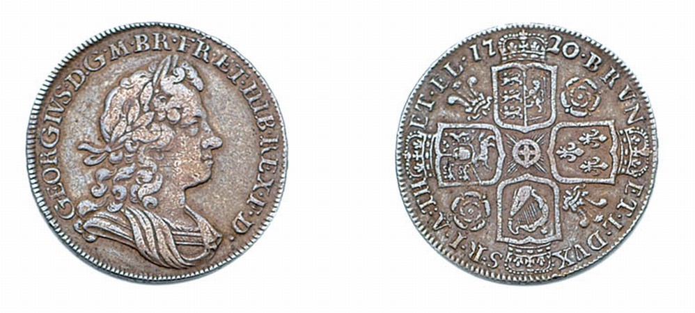 Lot image - 1720 George I Half-Crown, S. 3542, KM. # 540