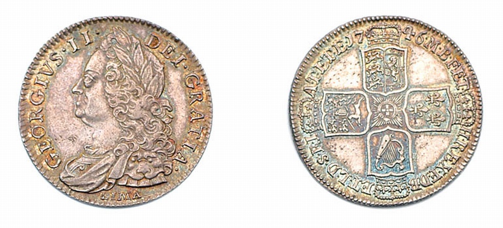 Lot image - 1746 George II Half-Crown, S. 3695A, KM. # 585