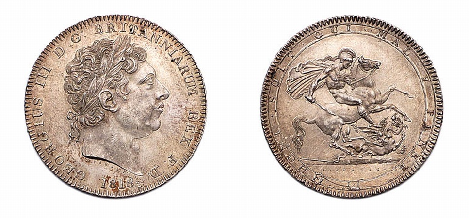 Lot image - 1818 George III Crown, S. 3787, KM. # 675