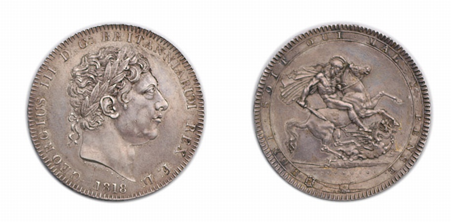 Lot image - 1818 George III Crown, S. 3787, KM. # 675