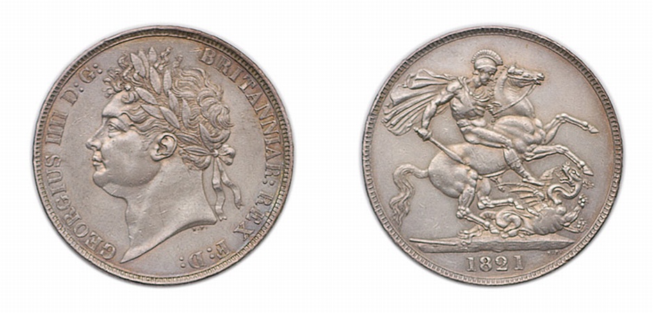Lot image - 1821 George III Crown, S. 3805, KM. # 680
