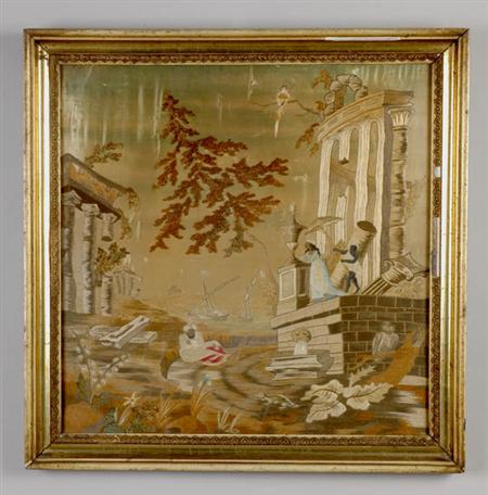 Lot image - Regency Embroidered Silk Panel