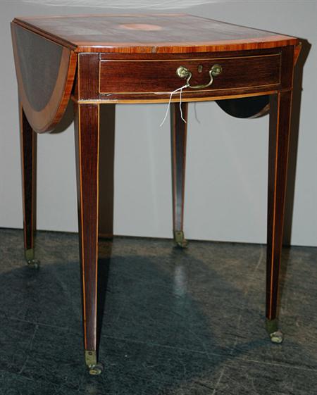 Lot image - George III Satinwood Inlaid Padouk Pembroke Table