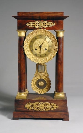 Lot image - Charles X Gilt-Bronze Mounted Mahogany Mantel Clock