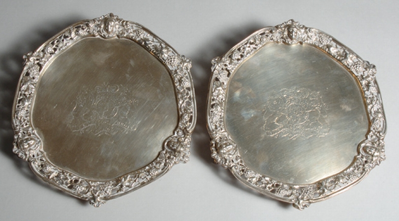 Lot image - Pair of George III Silver Salvers
