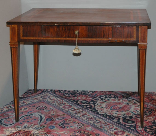 Lot image - Italian Neoclassical Marquetry Inlaid Rosewood Side Table