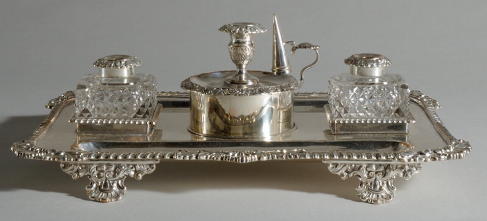 Lot image - William IV Silver Plated Standish
