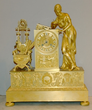 Lot image - Empire Gilt-Bronze Mantel Clock