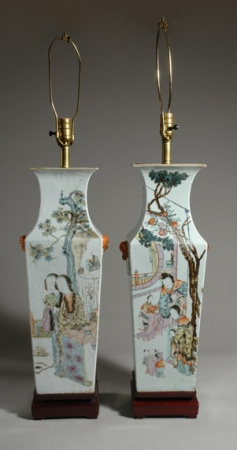 Lot image - Pair of Chinese Famille Rose Porcelain Vases