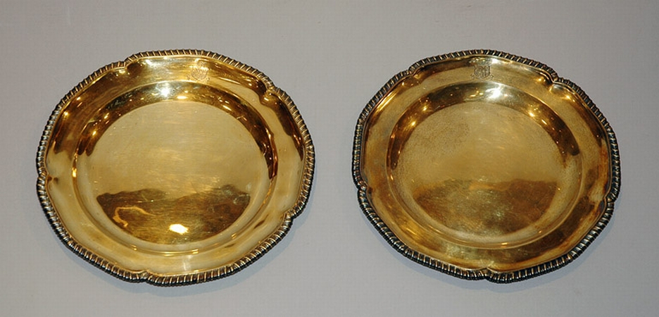 Lot image - Set of Five George III Vermeil Dinner Plates