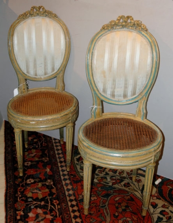 Lot image - Pair of Louis XVI Painted Side Chairs